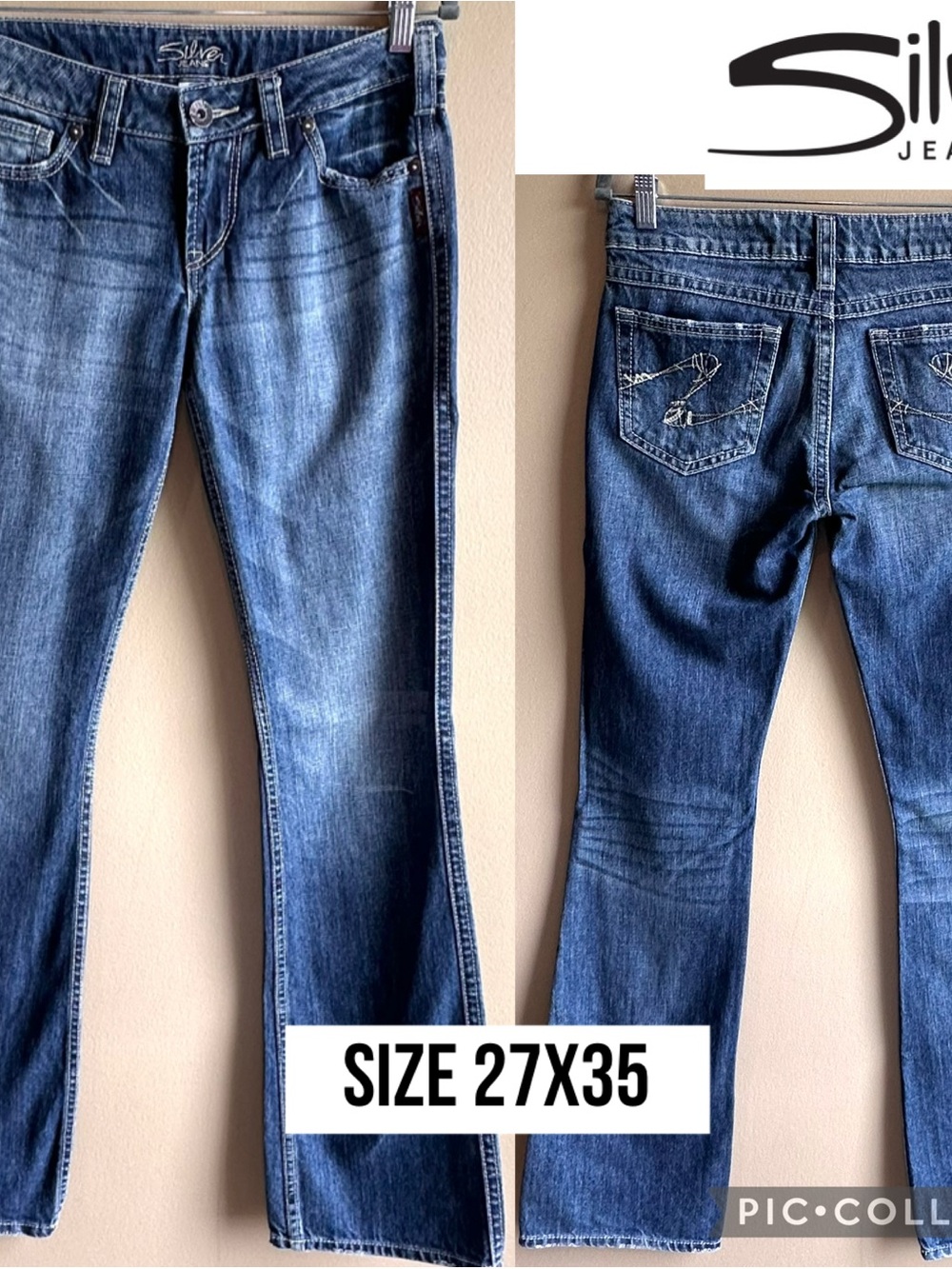 Silver Jeans Women’s Jeans Twisted Suki Low Rise Bootcut Medium Wash Denim 27x35